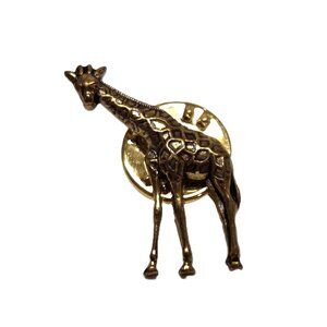 Vintage Ballou Enamel Giraffe Pin Gold Tone Lapel 1" Pinback Brooch Jewelry